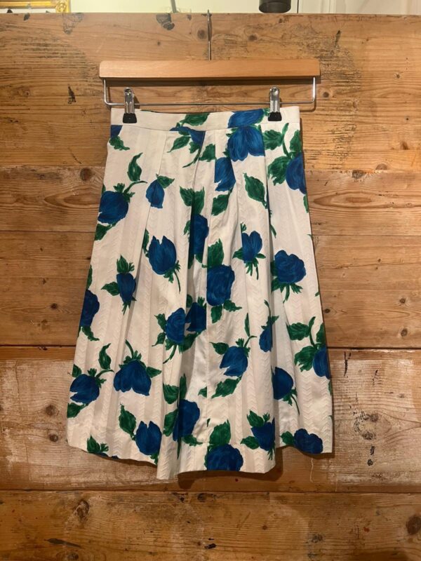 Vintage rok wit met blauwe bloemen - Afbeelding 5